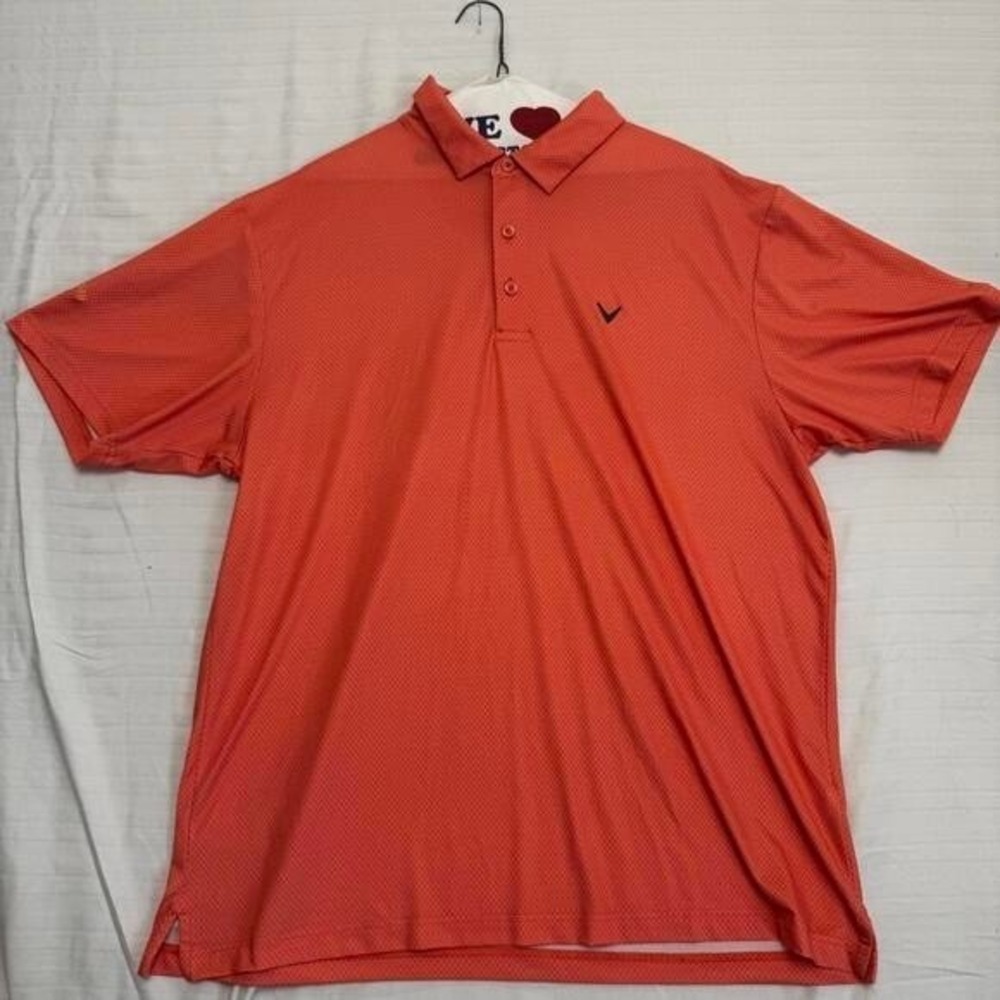 Callaway Opti-Dri‎ Men XL Orange Geometric Golf Polo Performance Shirt Athletic